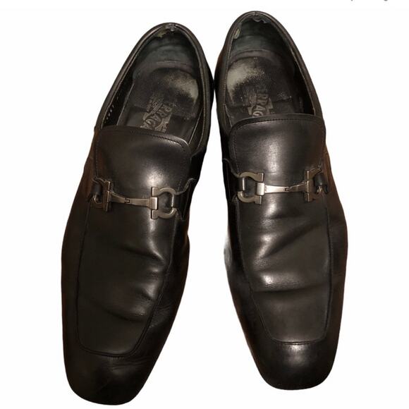 Salvatore Ferragamo Black Leather Loafers